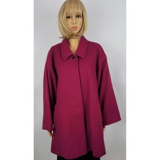 Jaeger Womens Swing Coat Pink Fuchsia Buttons Pockets 100% Wool Collar Lined S