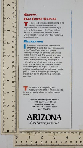 1980er Verde Valley Arizona AZ Sedona Cottonwood Clarkdale Vintage Reiseprospekt - Bild 4 von 4
