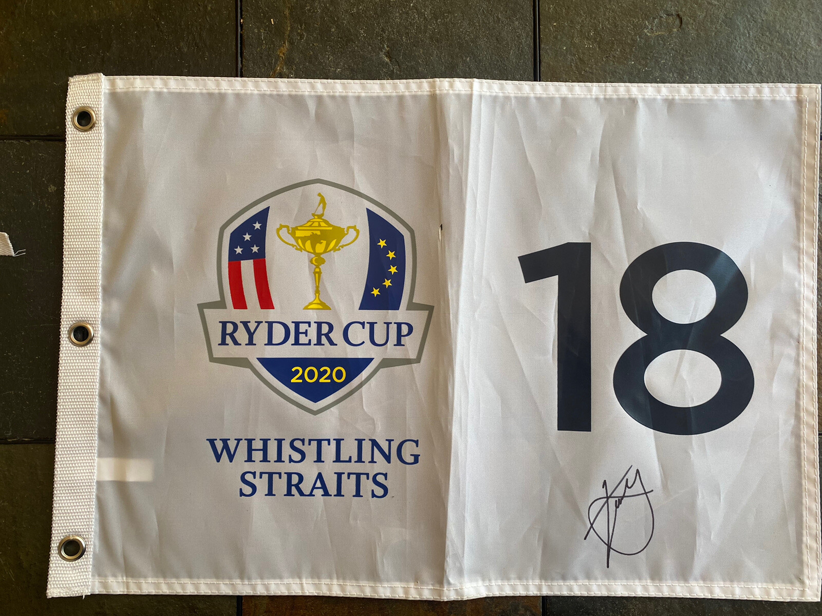 Xander Schauffele Autographed Signed 2020 RYDER CUP GOLF FLAG 2021 BAS 