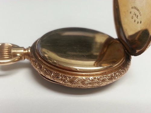 ELGIN GENUINE 14KT GOLD 1893 ANTIQUE TRIPLE HUNTER POCKET WATCH. - Picture 3 of 12