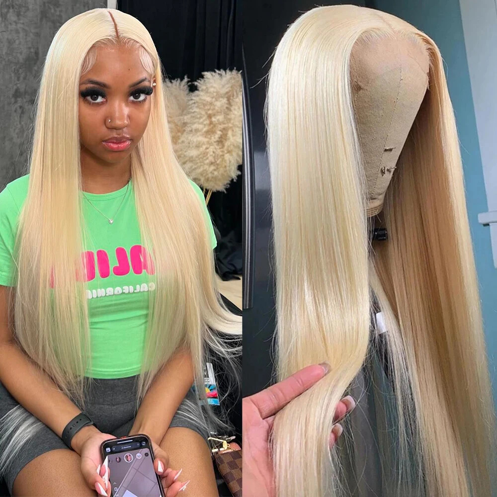 HD 13x4 Glueless Blonde Straight Lace Front Wig 613 Human Hair