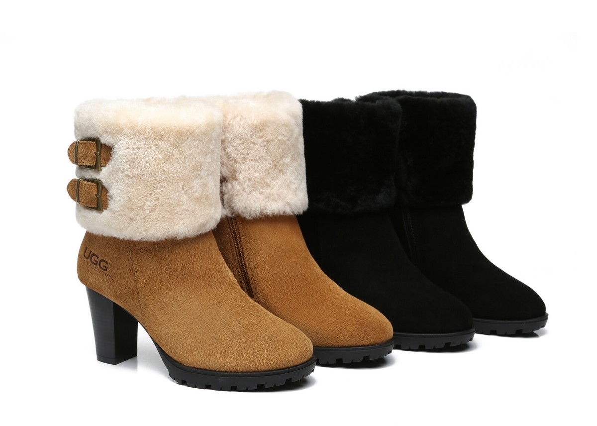 AUSTRALIAN SHEPHERD® UGG Boots Women Sheepskin Wool Nonslip Heels
