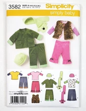 Simplicity Baby Sewing Pattern 3582 Baby Sizes XXS to L Pants Jacket Vest Uncut