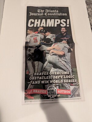 Atlanta Braves 2021 World Series Championship Newspaper AJC Full Paper