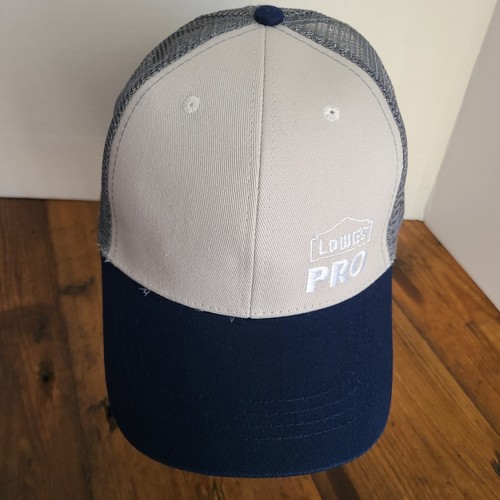 Lowes 4 Pros Adjustable Snapback Trucker Hat Ball Cap Blue Gray Embroidered - 第 1/8 張圖片