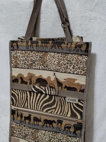 Safari Tapestry Large Rolling Tote Bag Folds Compact for Travel Shopping Cart - Picture 2 of 13