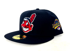 Navy Cleveland Indians Chief Wahoo 1997 World Series Gray UV Hat New Era Fitted