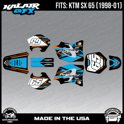 Graphics Kit for KTM 65SX SX65 (1998-2001) SX-65 Rugged Series - Cyan