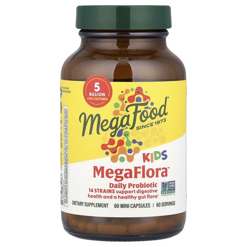 MegaFood Kids N Us MegaFlora 60 Capsules Dairy-Free, Gluten-Free, NSF Certified,