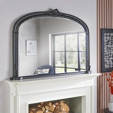 Overmantle Mirror Mayfair Arched Shape with Black Frame- H 89cm x L 127cm xW 4cm