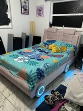 Disney Stitch Twin Size Kids Blanket Blue Fleece Pictorial TV Movies Theme