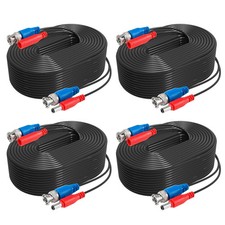 4 NEW 60ft 30M Black BNC Plug Play Video Power Cable HD CCTV Security System