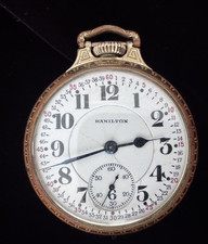 Antique Hamilton Watch Co. 992 Railroad Pocket Watch 14K Gold Filled 21J