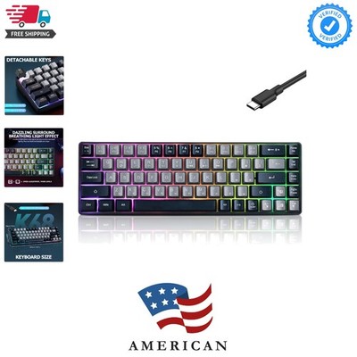 Wired Portable 60% Mechanical Feeling Gaming Keyboard,RGB LED Backlit Compact...