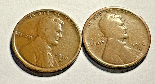 1916-D Lincoln Wheat 1c x2 ~ Good/VG?  ~ Get 1 Set of 2 Coins Shown! ~ K21