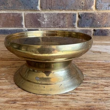 Brass Pedestal 4” Pillar Candle Holder 2 3/8” Tall Vintage Felt Bottom
