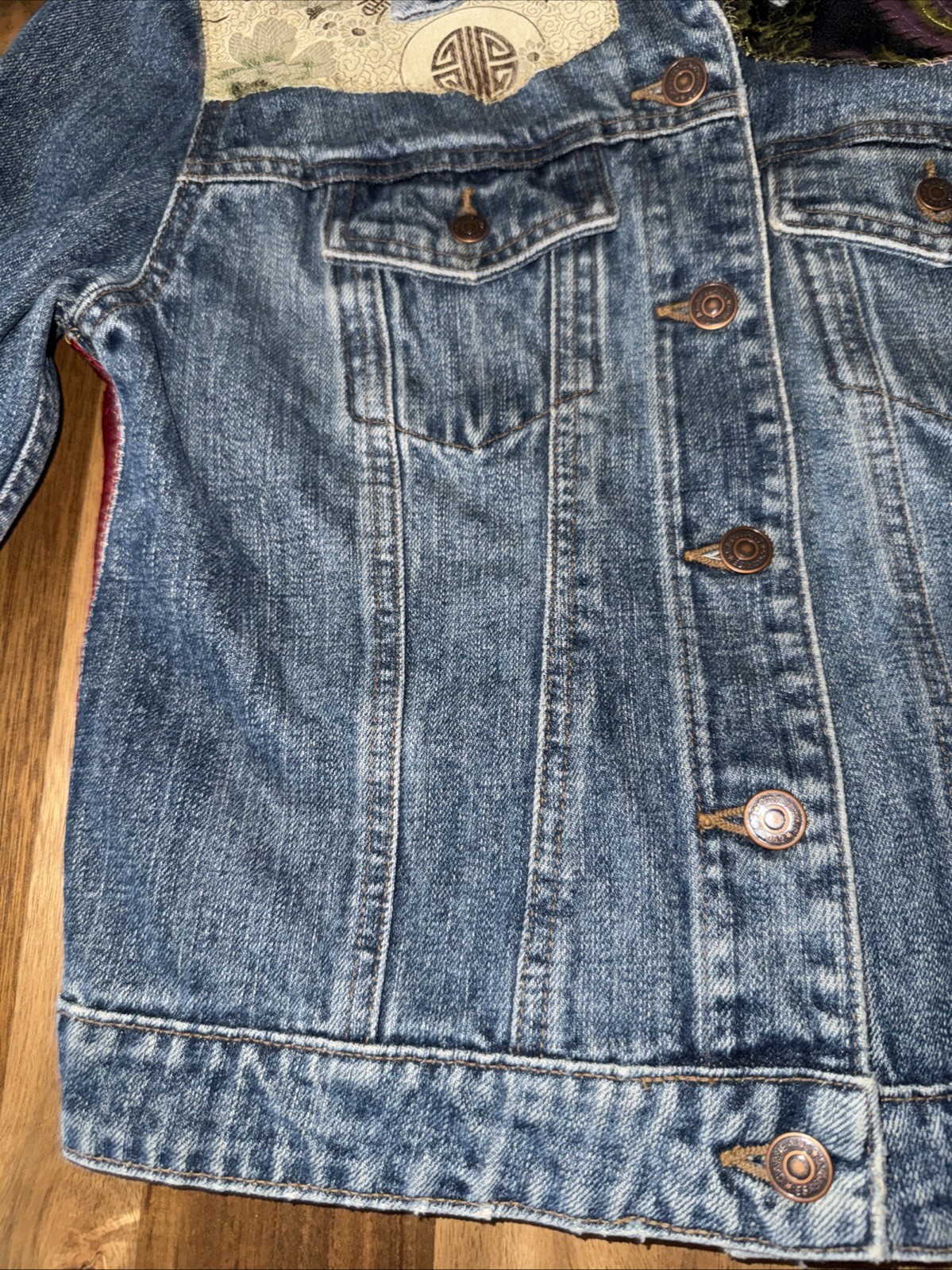 GAP Dragoncore Patchwork Denim Jacket Women Sz M … - image 11