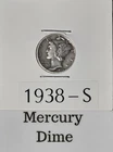 1938 S Mercury Silver Dime 90% Silver Coin Fine