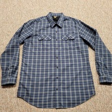 Eddie Bauer Travex Shirt Mens XLT Blue Plaid Button Up Hiking Outdoors Rugged