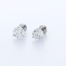 Stud Earrings Solid 14K White Gold Classic 1.88 CT Round Natural Diamond G SI1