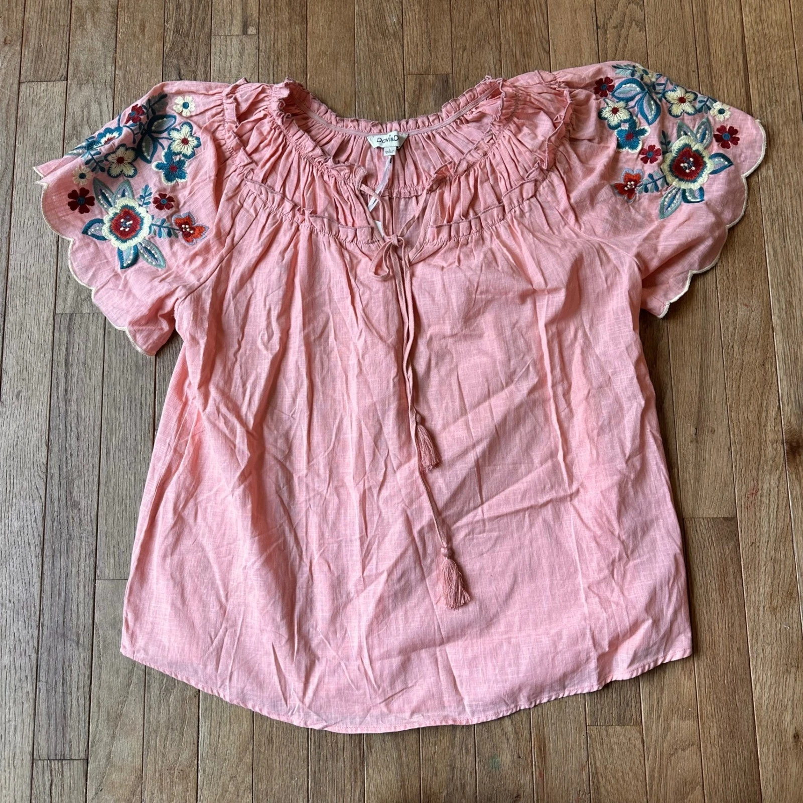 Cottagecore Slub Embroidered Blouse Cotton Womens L Floral Peasant Pink Modern
Opens in a new window