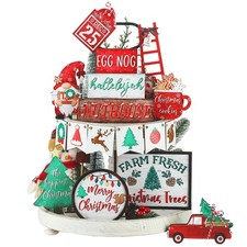 Christmas Tiered Tray Decor Set Christmas Wooden Sign Decor Rustic Farmhouse ...
