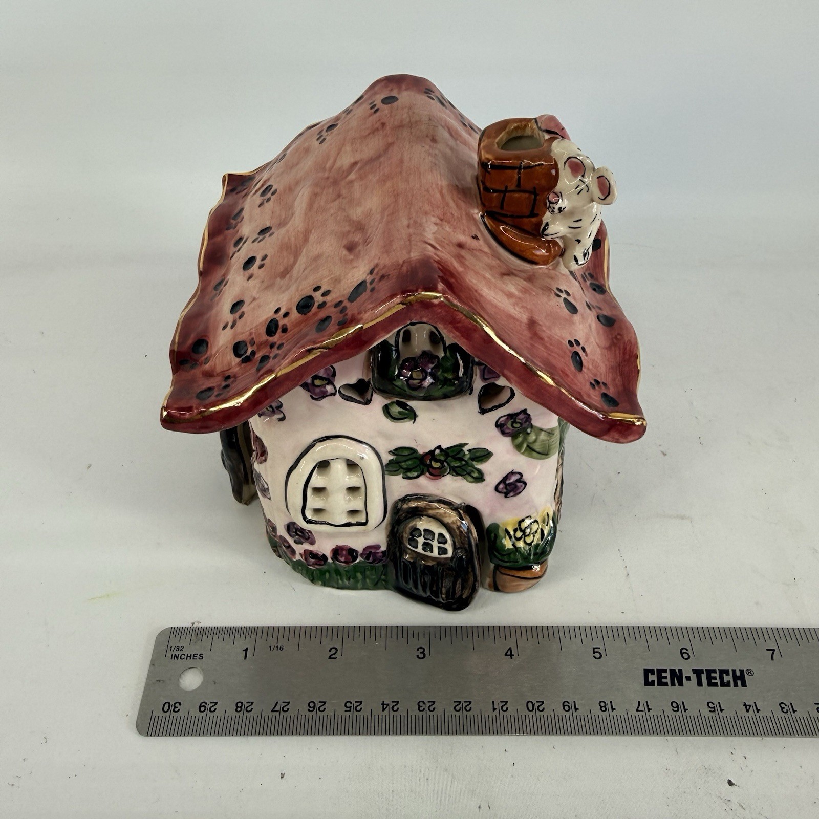 Heather Goldmine Blue Sky Clayworks Let's Play House Tea Light Candle Holder Vtg