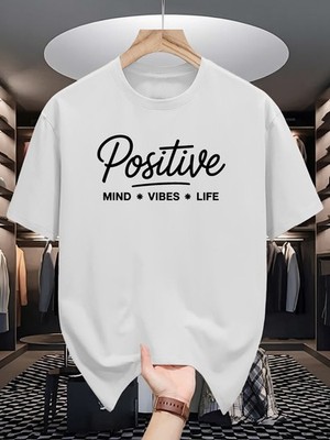 Plus Size- Positive Attitude Lifestyle Men'S Summer Short Sleeve T-Shirt, Fash