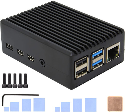 Geekworm for Raspberry Pi 4 Aluminum Case, Heavy Duty Passive Cooling Metal Case