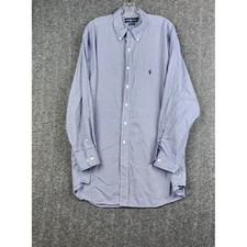 Ralph Lauren Yarmouth Shirt Mens 18 34/35 Blue Gingham Cotton Button Down