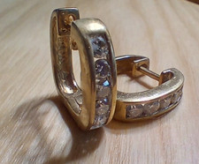 14 Karat Yellow Gold Diamond Huggie Hoop Earrings .40 ctw