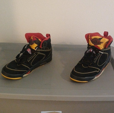 JORDAN AIR JORDAN SIXTY PLUS ATLANTA HAWKS BLACK RED YELLOW HIGH TOP SNEAKERS