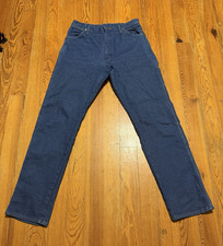 Vintage 80s Wrangler Men's Blue Dark Wash Straight Leg Cotton Denim Jeans 32