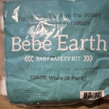 Bebe Earth Baby Safety Kit TV  Furniture Anti-Tip Straps White 8 Pack