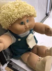 VTG 1982 Cabbage Patch Blue Green Eyes Wearing Overalls Kids Doll