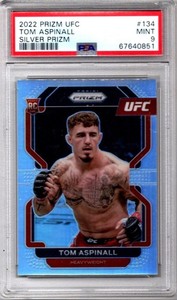 Tom Aspinall ~ 2022 Panini Prizm UFC Silver Prizm Rookie Card #134 PSA 9 Mint!
