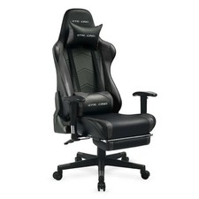 GTRACING GT099-BLACK Gaming Chair Office Chair PU Leather with Footrest &