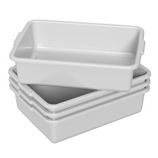 4Pack 15L Commercial Bus Tubs Restaurant Dish Bins Gray Tote Box Storage