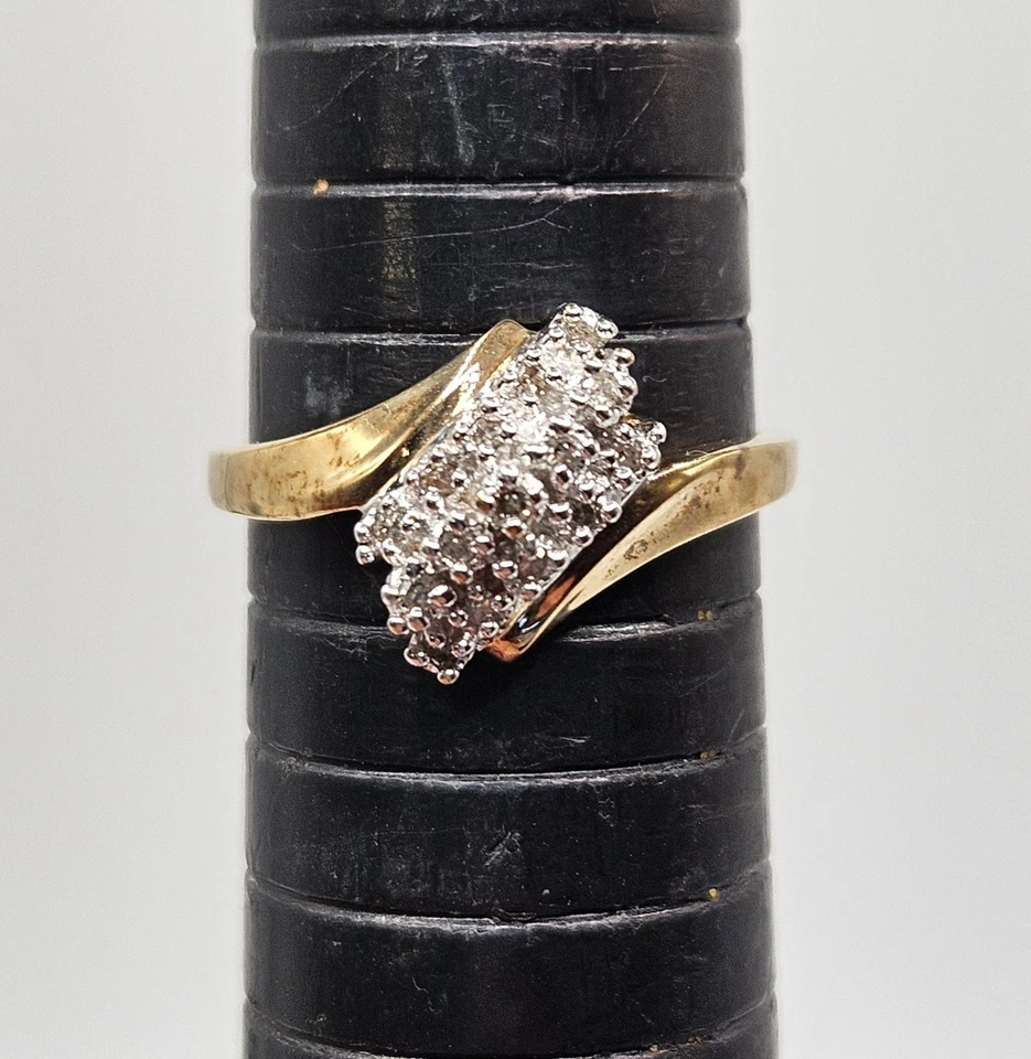 Anillo de cóctel vintage Kay Jewelers oro 10K pavé natural diamantes - talla 7 Foto 3 de 4