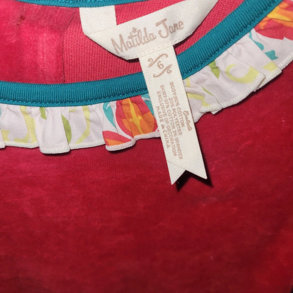 Matilda Jane Christmas Holiday Velour Dress Girls Size 6 Festive Print - Image 3 of 4