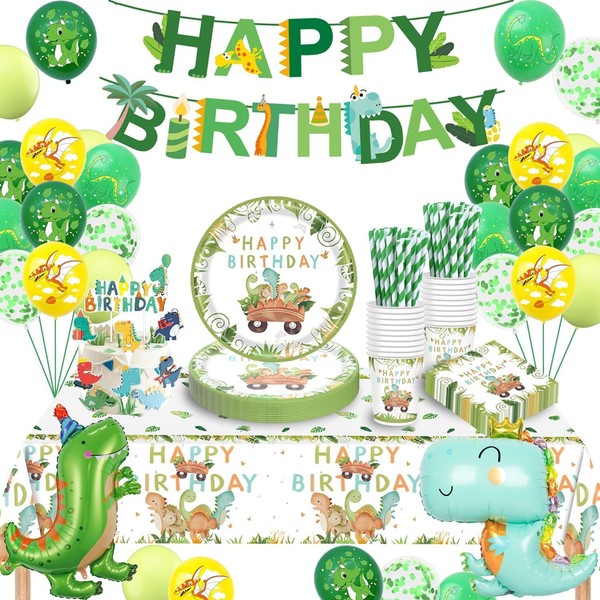 Dinosaurier Partygeschirr Set Pappteller Tassen Servietten Tischdecke 16 GäSte-image