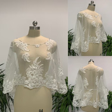 Wedding Capes Lace Appliques Wedding Floral Wraps Bridal Bolero White Ivory
