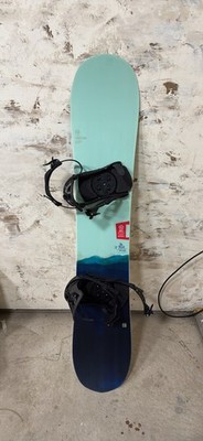Nidecker Snowboard and Bindings Set - Blue/Green/White Color Scheme
