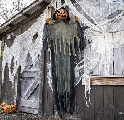 7 Ft Light Up Hanging Big Pumpkin Head Halloween Decoration Prop Outdoor