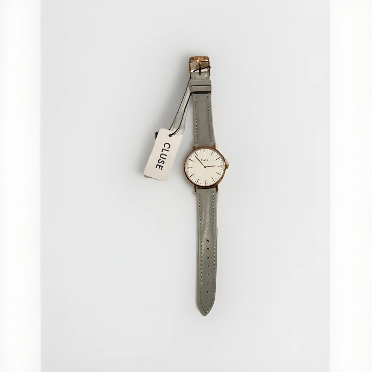 CLUSE La Garconne Rose Gold White Dial & Grey Leather Strap Watch → Cluse La Bohème Rose Gold White/Hazelnut its5to12 main image 4