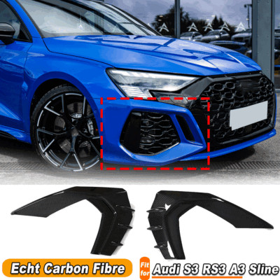 Für Audi S3 RS3 8Y A3 Sline 2022-23 Carbon Flaps Flossen Canards Front Splitter 