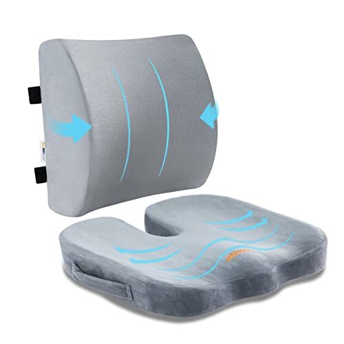 Cojín de asiento y almohada de apoyo lumbar para silla de coche de