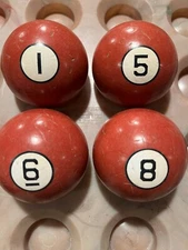 ANTIQUE RARE RED BILLIARD POOL BALL #8 - BBC EMPIRE? - 2 1/4" DIAMETER
