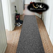 THICK CHEAP RUNNER HALLWAY PLAIN grey 965 CORRIDOR width 50-200 cm RUGS Carpets