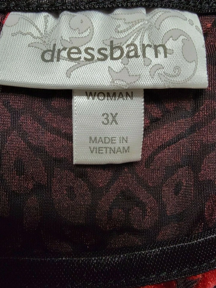 Camisa Top Blusa Dressbarn Mujer Talla 3X Roja Negra Floral Terciopelo SENTIR Foto 2 de 4